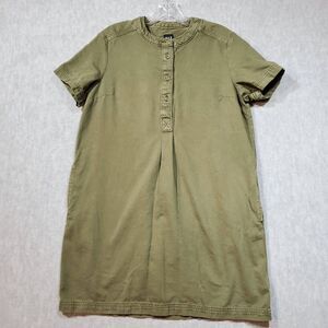 Gap Dress Womens Small Petite Green Utility Popover Henley Neck Button Front
